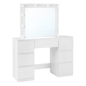 WOLTU Toletta con illuminazione a LED Luminosità regolabile Tavolo cosmetico Specchio grande 7 cassetti per ragazze Camera da letto donna 1