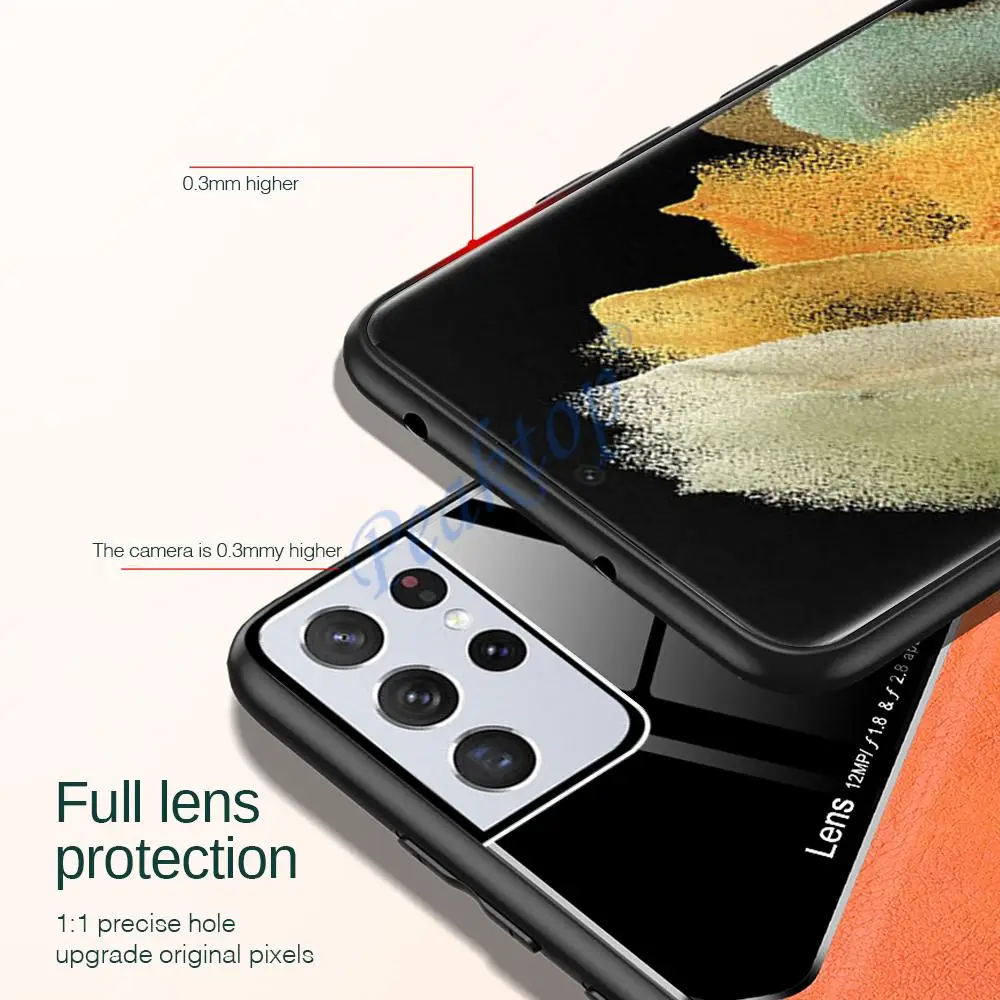 s21 ultra case leather texture car magnetic holder back covers for samsung galaxy s 21 ultra plus fe soft frame shockproof coque 5