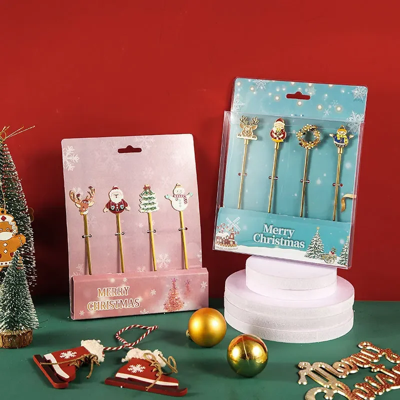 Christmas Fruit Fork Stirring Spoon Kitchen Supplies Coffee Dessert Spoons New Year Tableware Santa Xmas Gifts Decorations