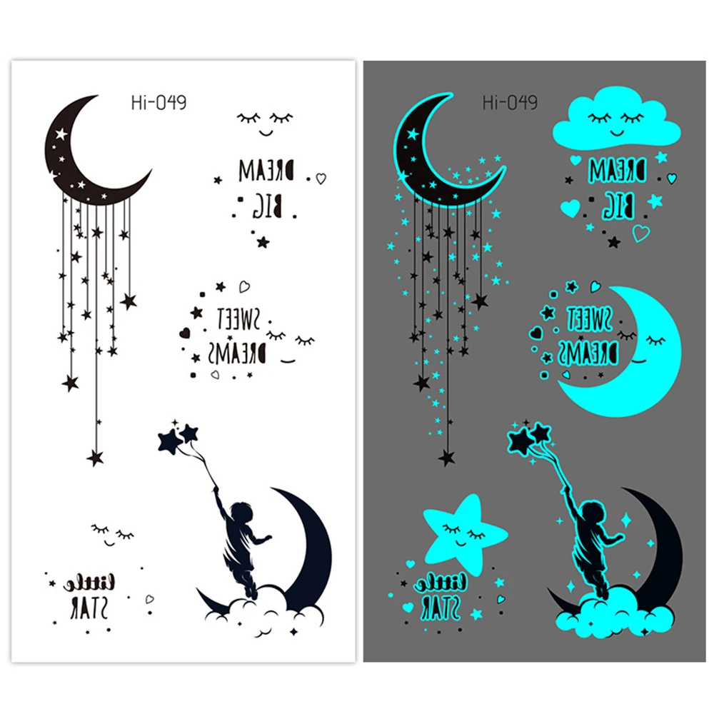 Luminous Tattoo Sticker Small Fresh Snake Butterfly Tattoo Body Art Temporary Tattoo Waterproof DIY Women Men Body Tattoo