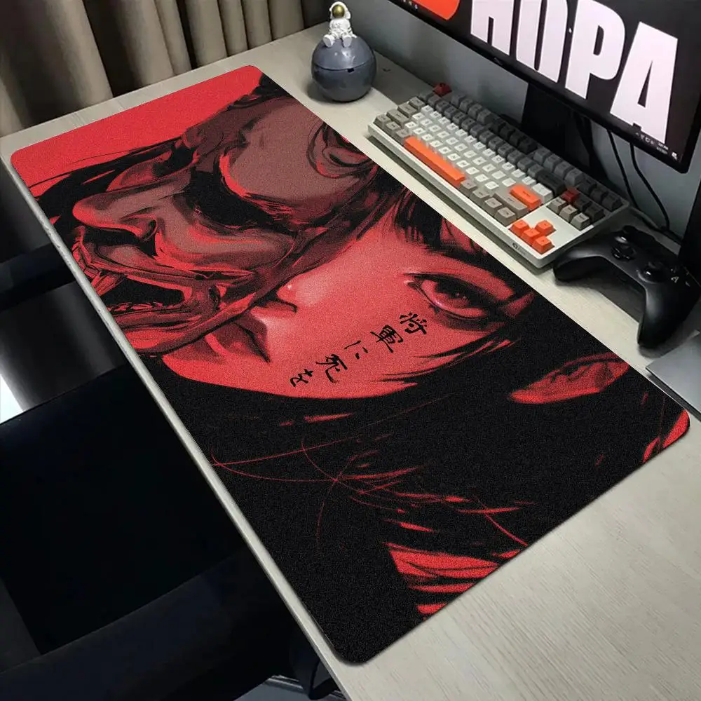 Mask anime girl Mouse Pad Large Computer Office Game Table Mats XL Rubber Anti-slip Gaming Keyboard Mousepads Long Desk Pads