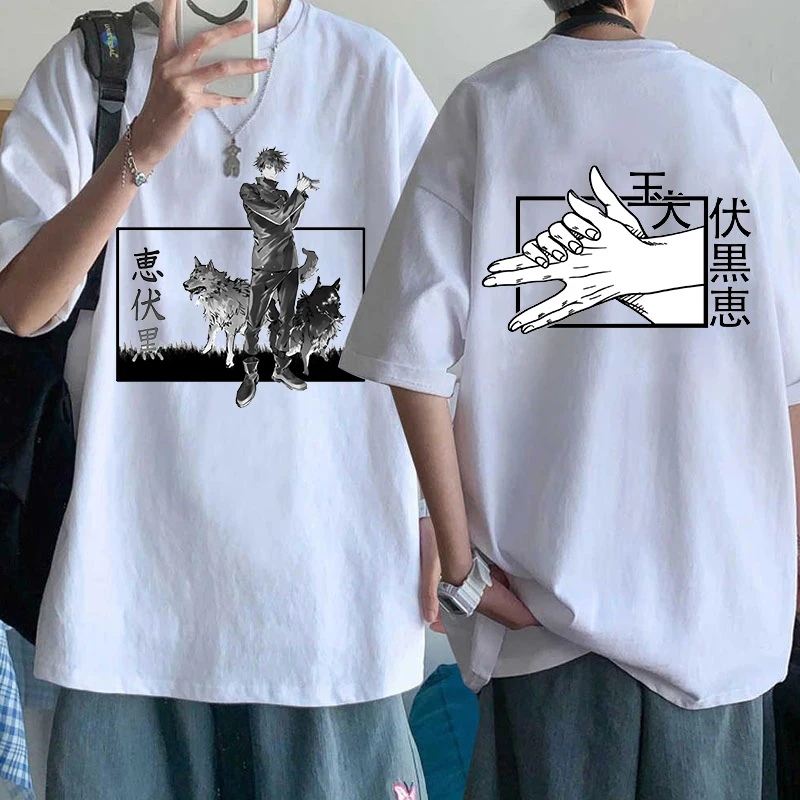 

New Anime Fushiguro Megumi Print T Shirt Women Men Short Sleeve Tops Tees Summer Fashion Loose Casual Tees