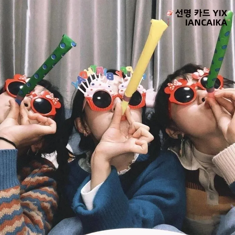 창의적인 파티 호루라기 롱 노즈 컬러풀 레인 스레드 생일 파티용 범용 대형 사이즈 내마모성