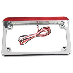 Universal 6 LED Motorcycle License Plate Holder with Tail Light (Silver)