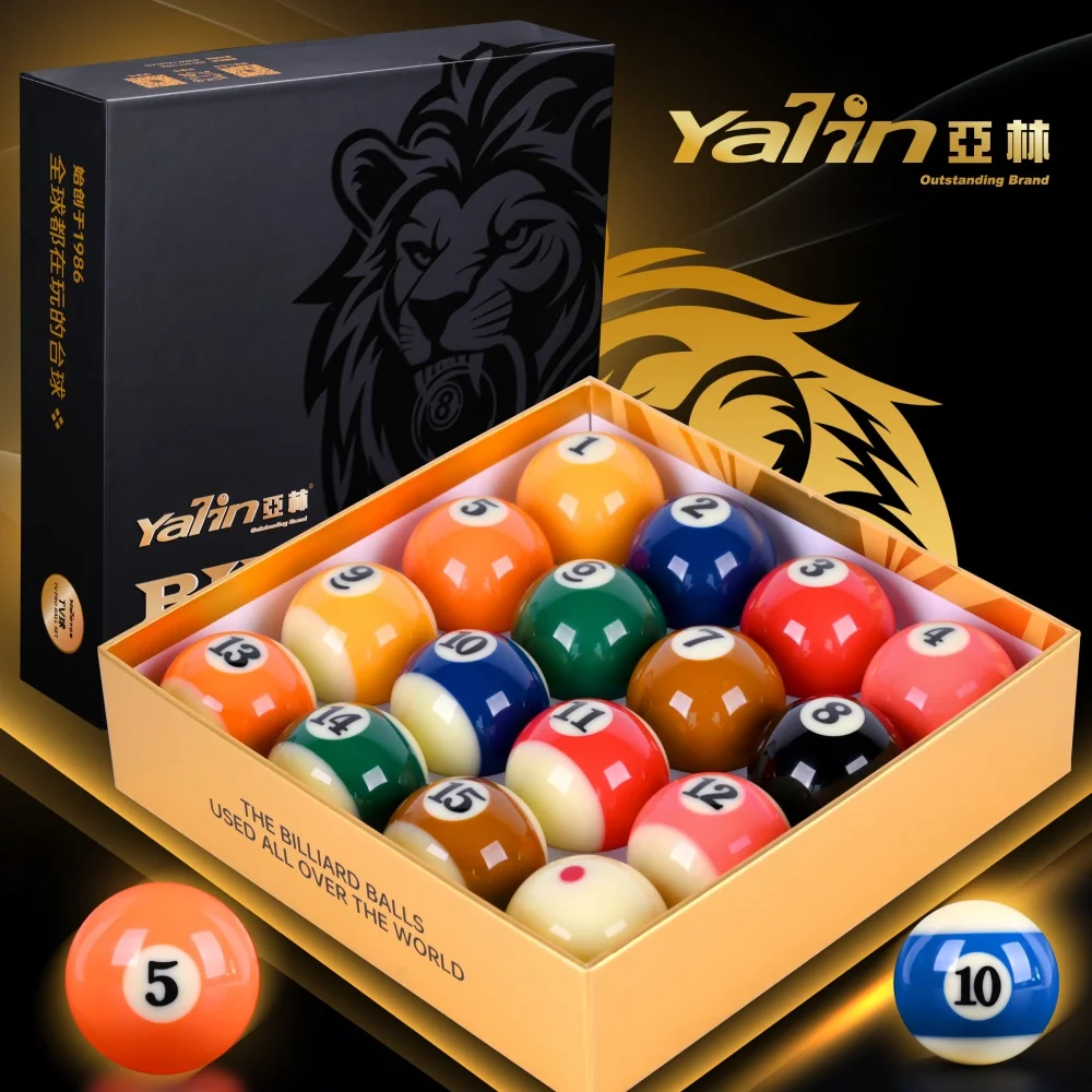 YALIN Professional Club / TV-Pro / Black Kingkong Phenolic Resin Billiard Pool Ball Set 2-1/4"