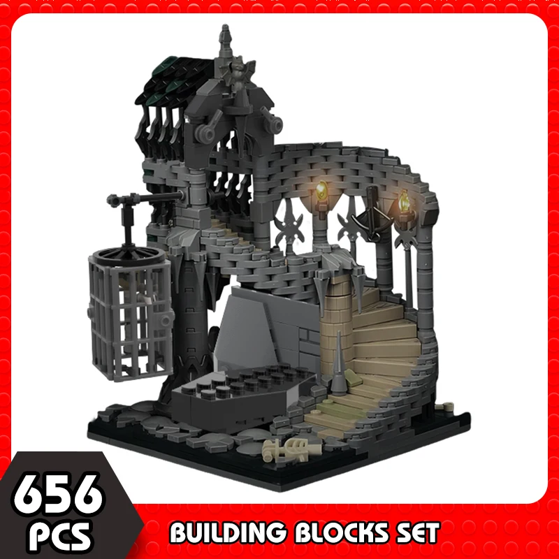 

MOC Dungeonsed and Dragons Horror Castle Prison Dungeon Skull Vampire Building Blocks Spiral House Staircase Toys