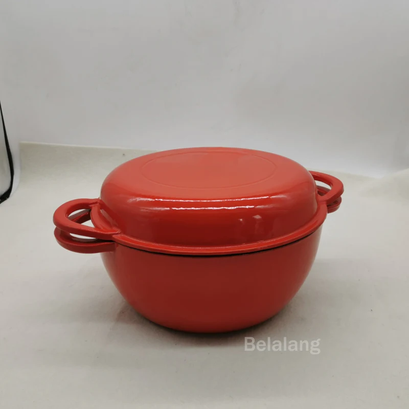 2 In 1 Enameled Cast Iron Double Dutch Oven & Skillet Lid - Dutch Ovens -  AliExpress