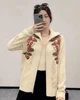 NIGO LP Women's Spring And Autumn Lapel Floral Embroidery Long Sleeve Solid Color Knit Cardigan #nigo61528 4