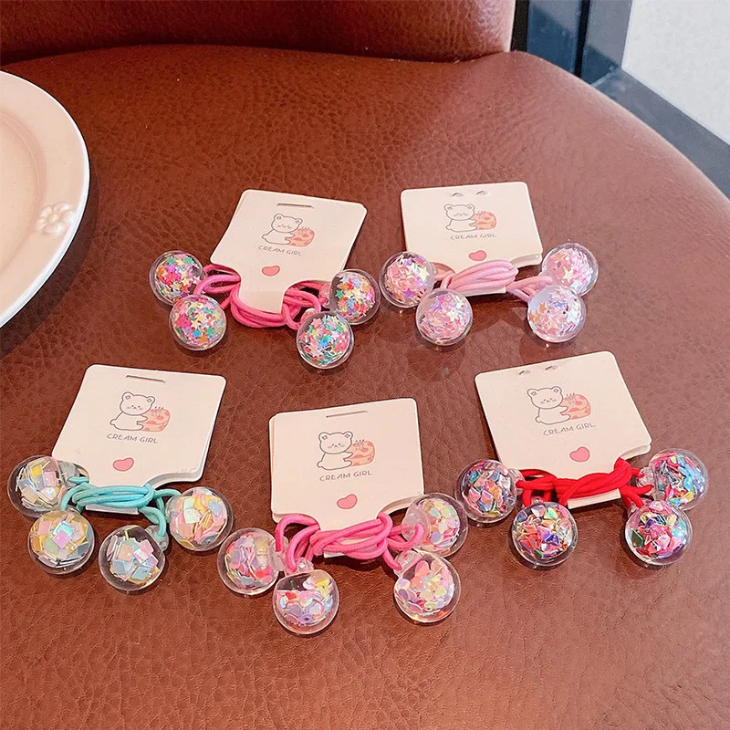 2pcs/set Baby Ball Rubber Bands Girls Cute Cartoon Fruit Elasticity Hair Bands Children Lovely Scrunchies Kid Hair Accessories