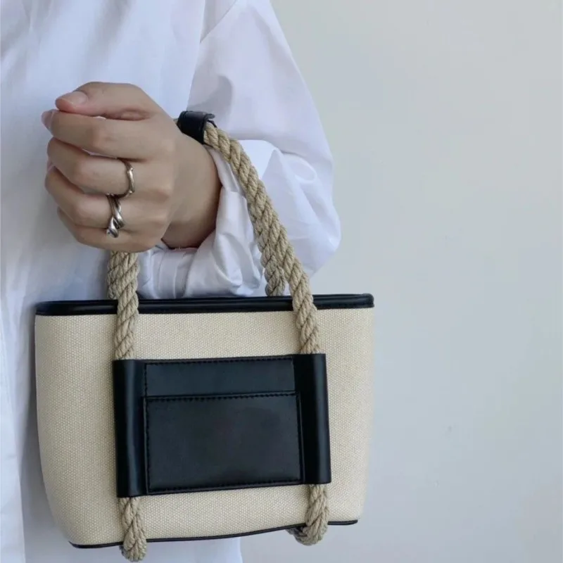 JIAERDI Retro Beige Bucket Bag Purse Women Summer Versatile Handle Y2k Hand Bag Wallets Ladies Vintage Messenger Bag Aesthetic