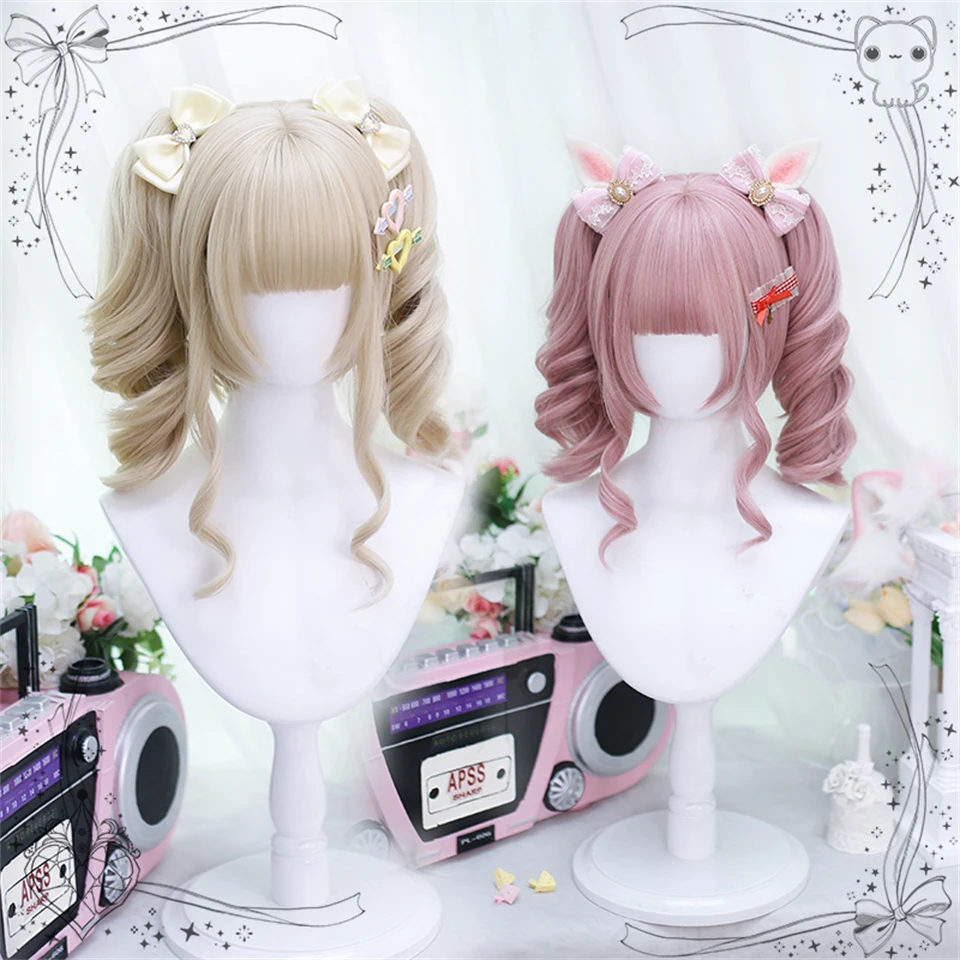 Synthetic Black Pink Wig for Women Cosplay Party