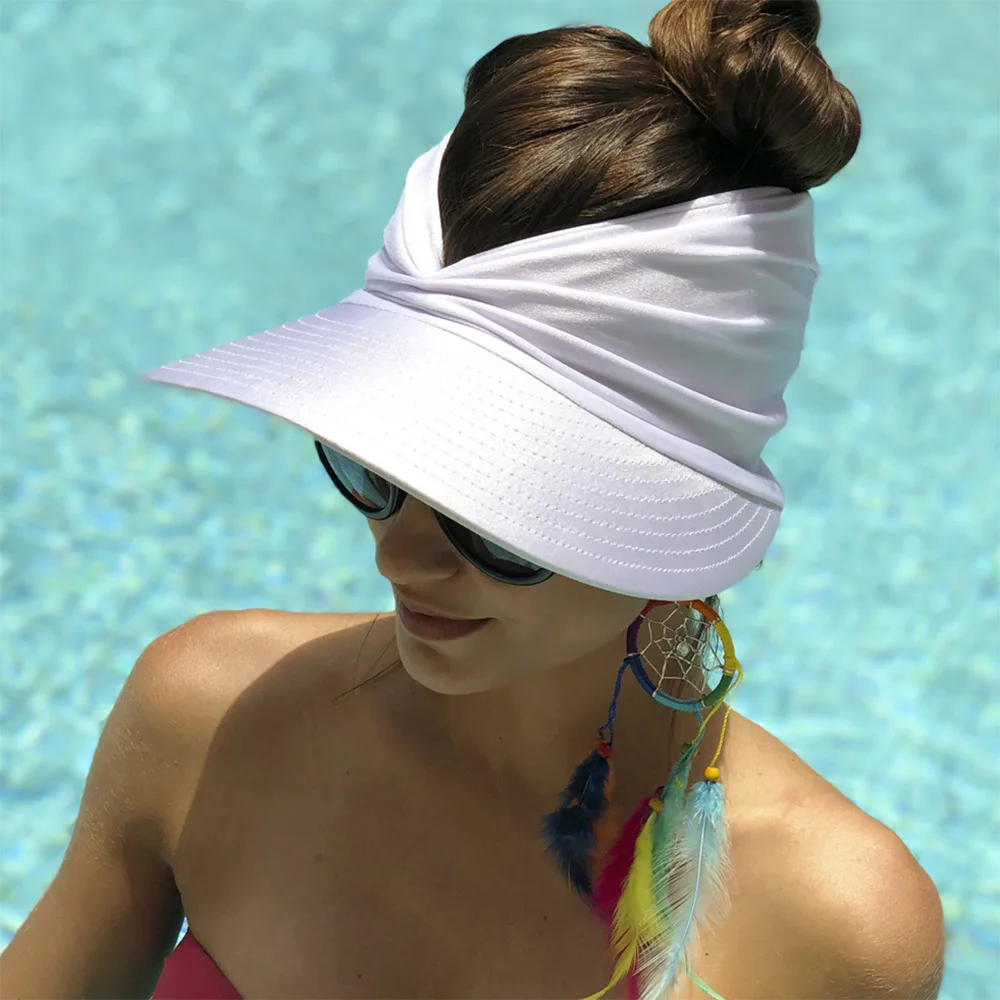 Zonneklep dames met brede rand uv-bescherming voor op het strand_voghion.com