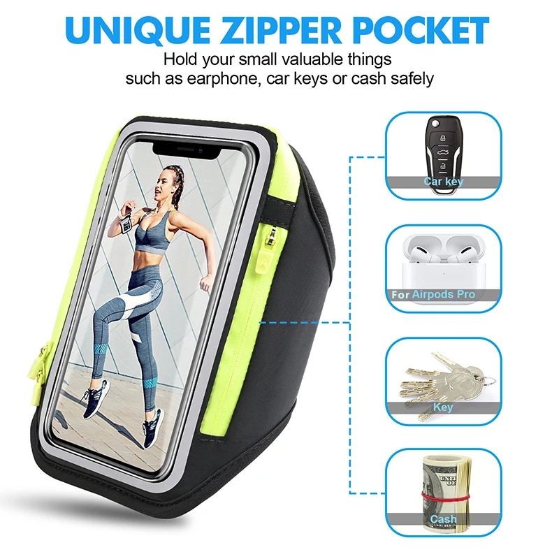 Double Zipper Running Armband For iPhone 15 14 13 12 11 Pro Max 15 Plus Samsung S24 S23 Ultra phone armband mobile phone armband phone arm band sports arm bag fitness arm bag