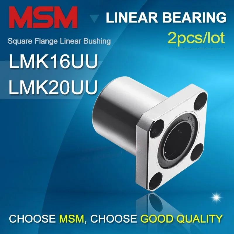 

2pcs LMK16UU(16x28x37)/ LMK20UU(20x32x42) Square Flange Linear Bearings SMK16GUU/LHFS16 SMK20GUU/LHFS20 Sliding Bushing CNC Kits