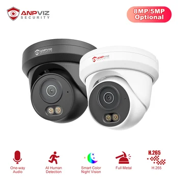 Telecamera IP POE Anpviz 5MP/8MP per Esterni, Rilevamento Umano AI, Doppia Illuminazione Intelligente, Microfono Integrato, Full Metal, IP66