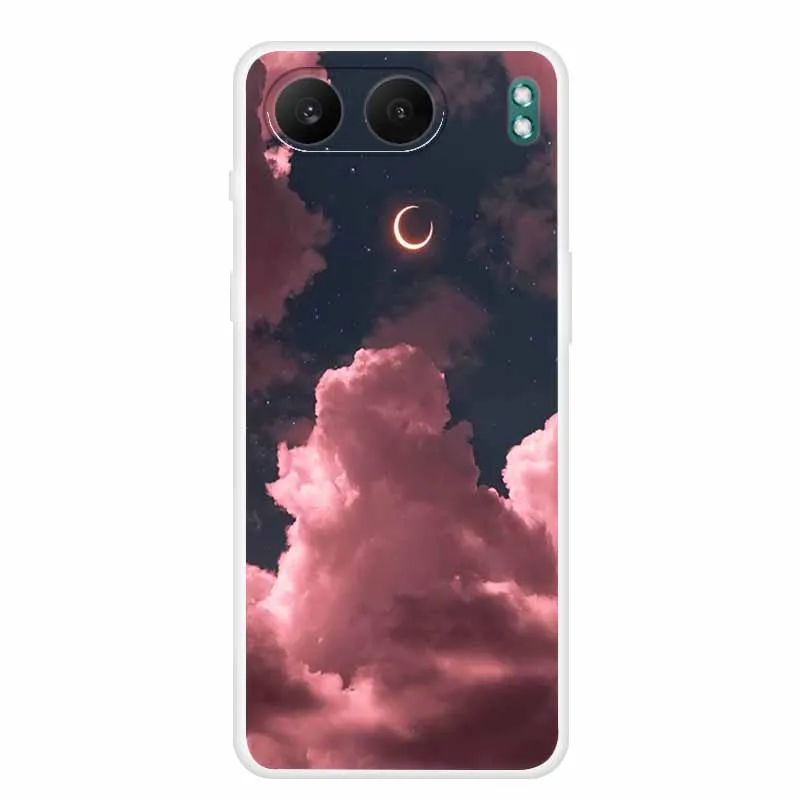 Clear Silicone Case with Landscape Flower Design - Soft TPU Back Cover