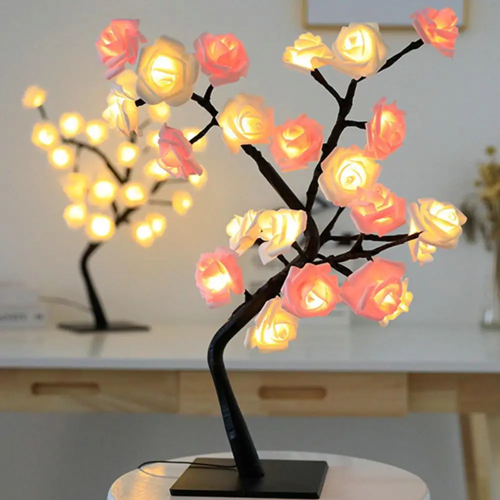 HANTURE Mini árvore de Natal rosa de 44 cm com bolas de glitter de luz LED  alimentadas por bateria para decoração de casa, cozinha, jantar, Natal