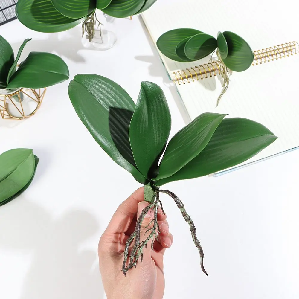 Artificial Plastic Green Orchid Leaves for Home Party Decoration