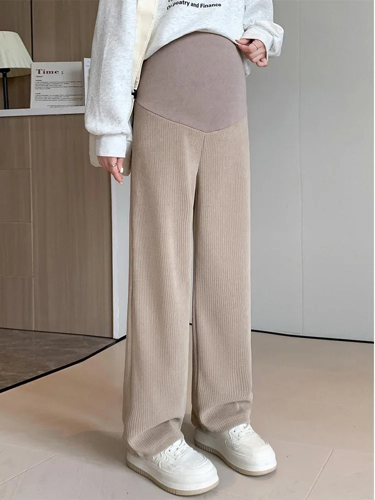 Spring Autumn Fashion Maternity Straight Pants Wide Leg Loose Across High Waist Trousers Clothes for Pregnant Women Pregnancy 6