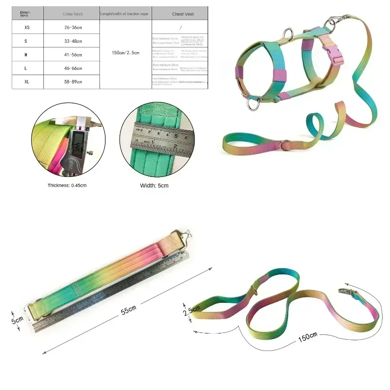 Heavy Duty Nylon Dog Leash Collar Set Adjustable No Pull Pet Training Rope with Metal Clasp for Medium Large Breeds Walking