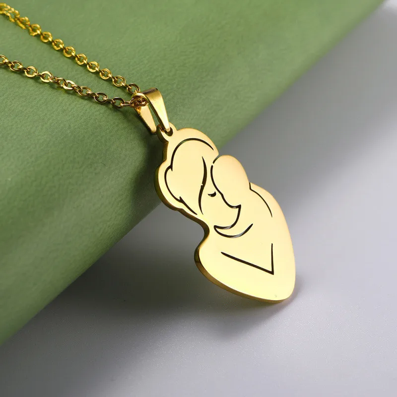 Stainless Steel Chain Mom Dad Baby Child Kid Mother Day Necklace Gold Color Gift For Women Wife Son Daughter Family Love Jewelry