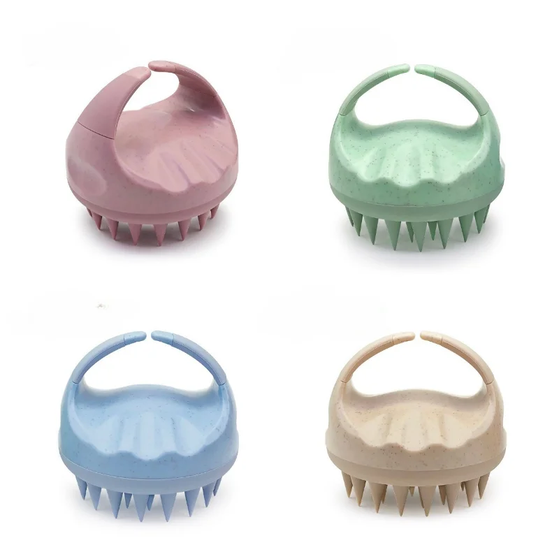 Wheat Straw Silicone Hair Brush Shampoo Brush Scalp Massager Comb Head
