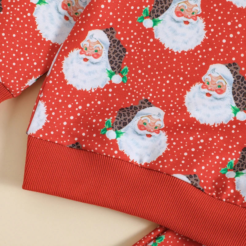 

Baby Unisex 2 Piece Christmas Outfits Full Print Christmas Sweatshirt Set Christmas Santa Claus Set Long Sleeve Santa Wreath