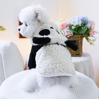 Abrigo de oso panda con capucha y orejas para mascotas