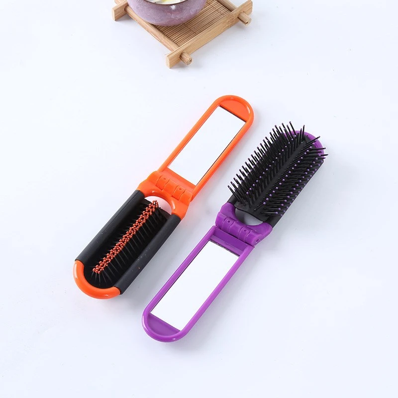 Portable Travel Folding Plastic Hair Brush With Mirror Compact Pocket Size  Comb Smooth Hair Without Knotted Long Mirror Comb - Combs - AliExpress