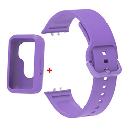 Silicone Strap with Protective Case for Fitness Smartwatch Band (Purple)