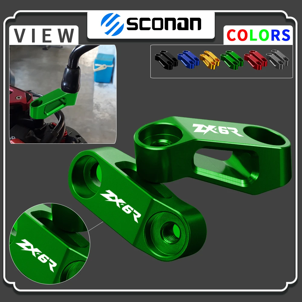 Handlebar Mount Mirror Riser Extender Adaptor Motorcycle Accessories For KAWASAKI ZX6R ZX10R ZX