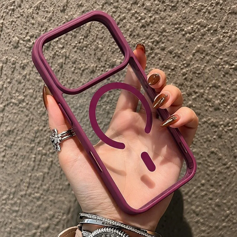Magsafe-Compatible Clear Shockproof Phone Case with Magnetic Wireless Charging Capability