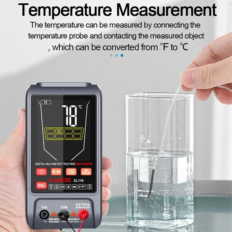 9999 Counts USB Charge Digital Multimetro True RMS Smart Auto Range test AC DC Voltage Capacitance Temp Diode Ohm Hz Meter digital multimeter multimeter tester