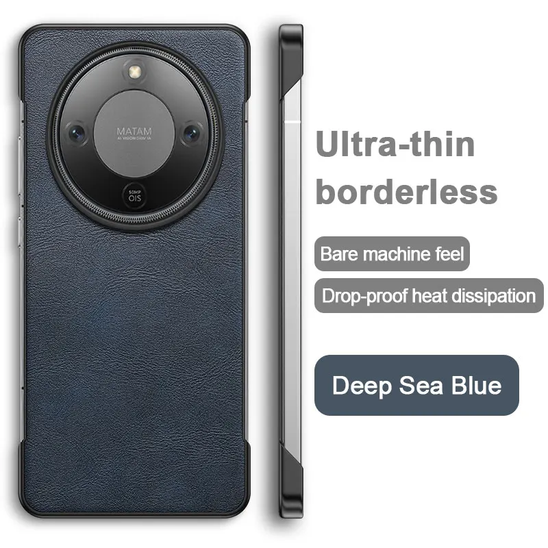 Frameless Leather Shockproof Case with Silicone Bumper