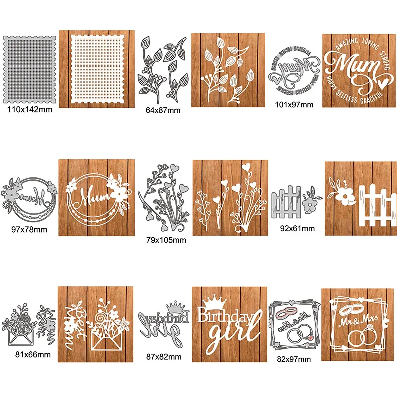 Heart Wors Birthday Metal Cutting Die Diecut Mould for Diy Molds Scrarpbooking Paper Cards Making Cuts Crafts