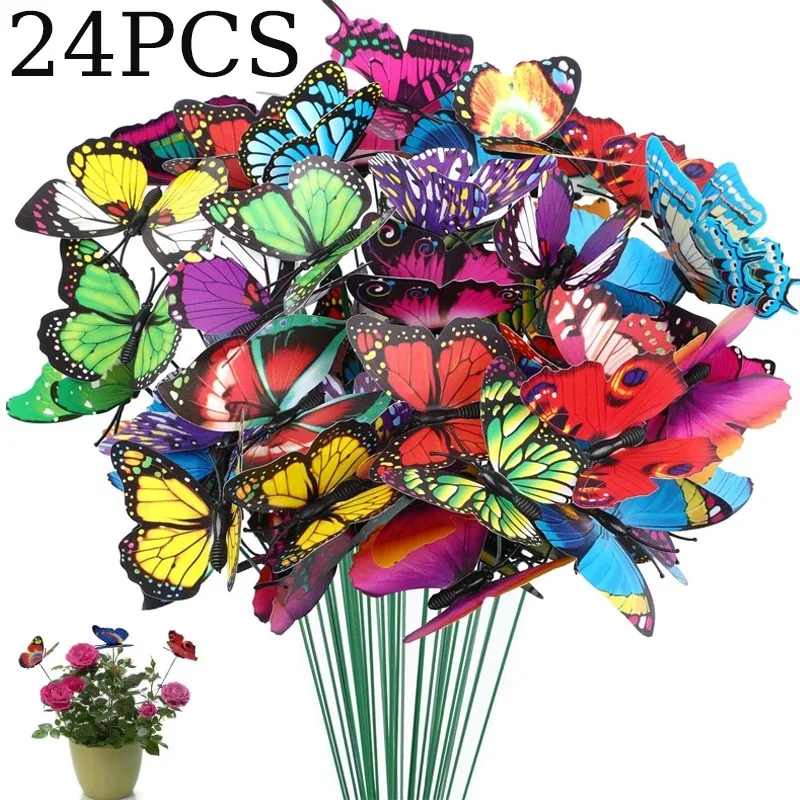 Colorful Waterproof Butterfly Garden & Flower Pot Decorations, Set of 5-50 Pieces