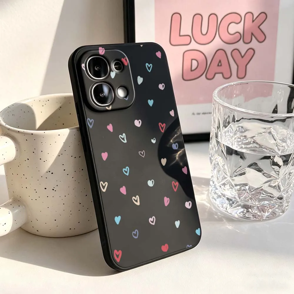 Artistic Red and Pink Hearts Phone Case - Black Finish
