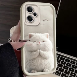 Fluffy Cute Fat Cat Soft Phone Case Cover for Redmi A3 (A3X) (1)
