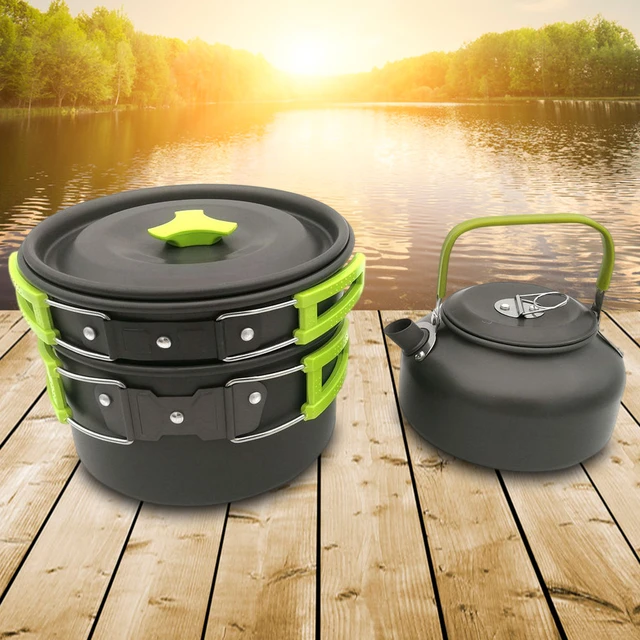 Portable Hiking Cookware Pot Set Collapsible Pot Camping Pans Kettle Dishes  Lightweight Backpacking Picnic Tourist Dishes Set - AliExpress