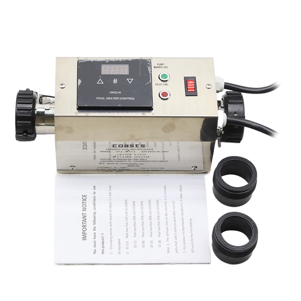 3KW 220V Pool Heater Electric Swimming Pool and SPA Bath Heating Tub Water Heater Thermostat 220V Swimming Pool Accessories 3