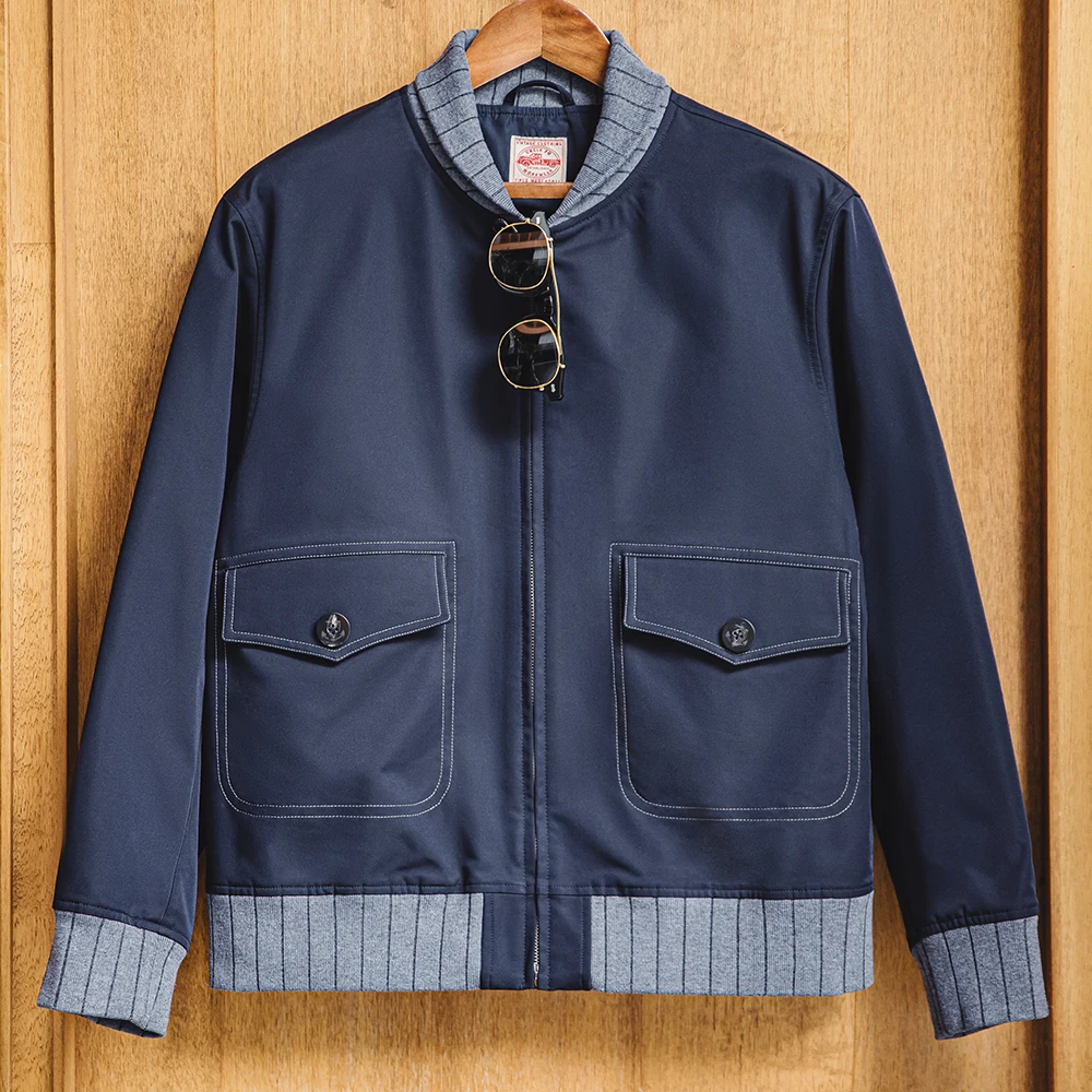 Maden Retro A1 Pilot Jacket Bomber Short Contrasting Color Patchwork Baseball Jacket with Zipper Design for Men's Autumn 4