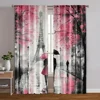 2pcs, Pattern Curtains 2D print Love Walking in the Rain Durable Polyester (without rod) Thermal Insulation, and Room Darkening 1