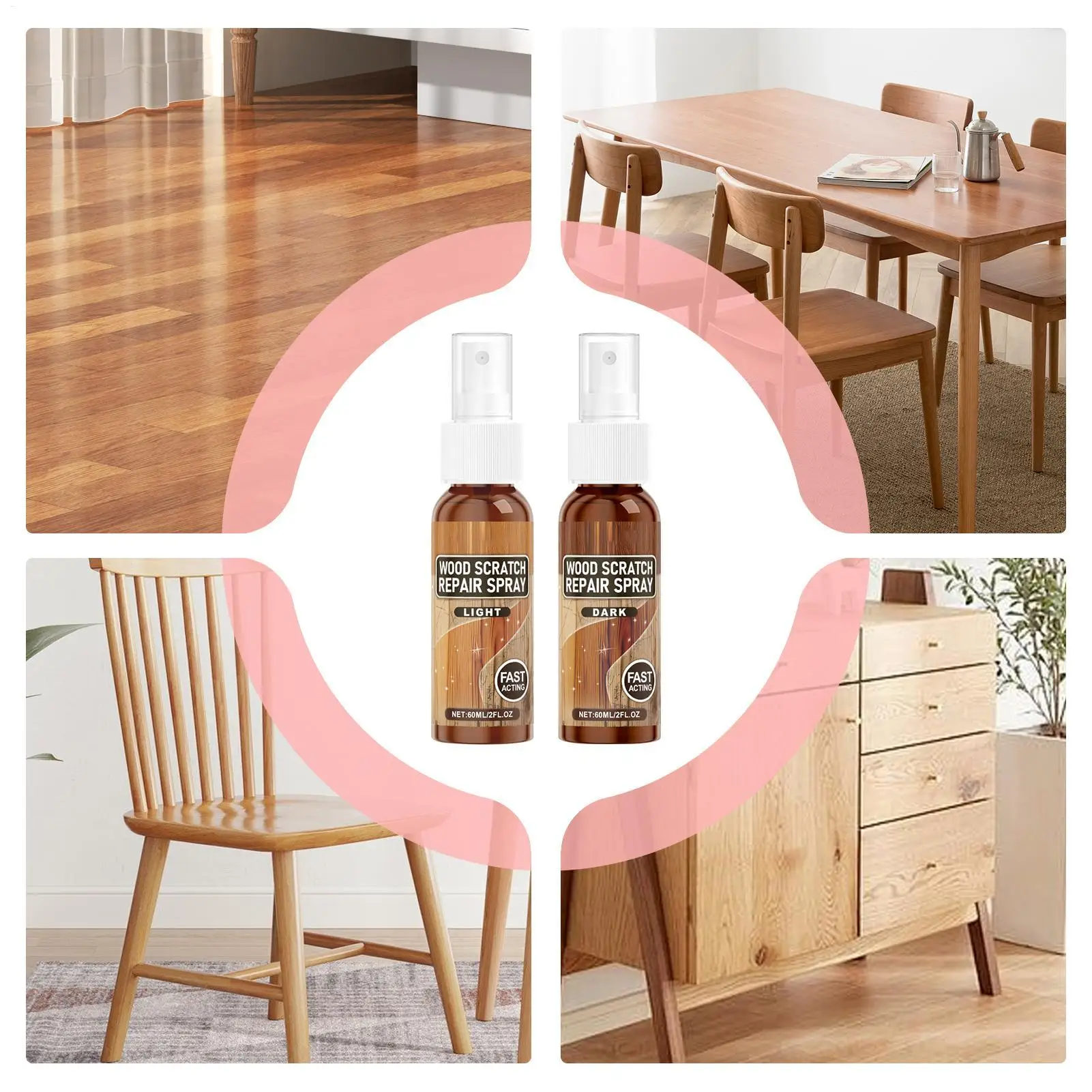 Description Picture 6 of itemWood Floor Scratch Repair Fast Acting Scratch Repair Spary Floor Polish and Restorer Natural Shine Removes Scratches Leaves