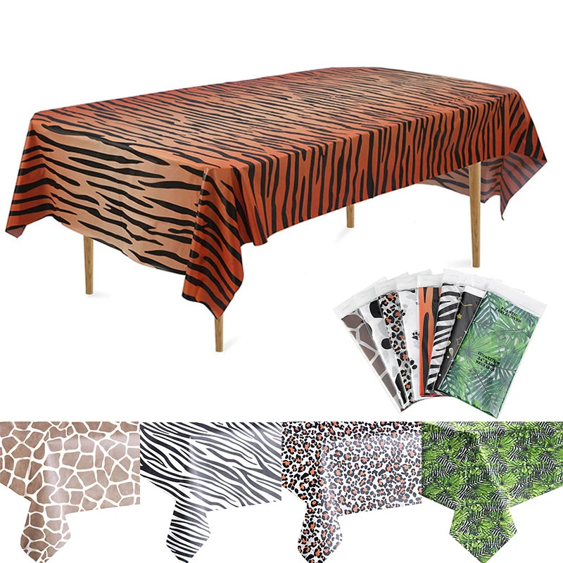 Animal Safari Tablecloth Animal Tablecover Leaves Leopard Tiger Zebra