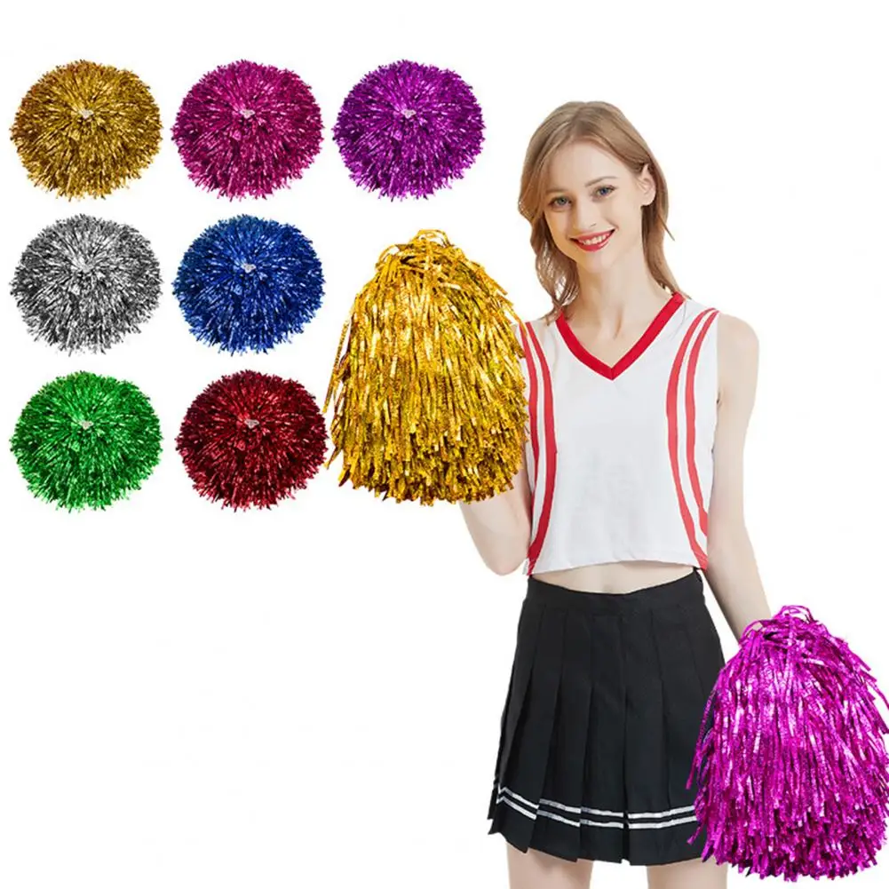 

Dance Pompoms Straight Shank Type Fluffy PET Double Pass Cheerleader Hand Flower Ball Decoration for Soccer