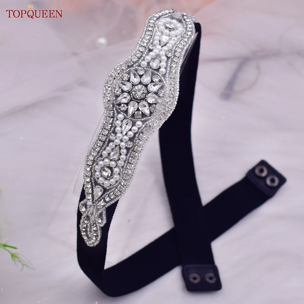 TOPQUEEN S18-B Women Dress Elastic Belt Gown Decoration Rhinestones Appliques Dresses for Female Fashion Crystal Diamond Belts