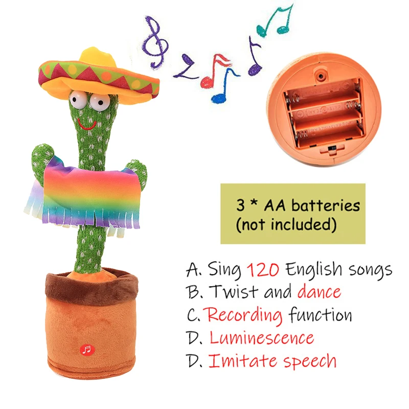 2022 Dancing Cactus Speak Electronic Plush Toys Twisting Singing Dancer Talking Novelty Funny Music Christmas Gifts Bluetooth 