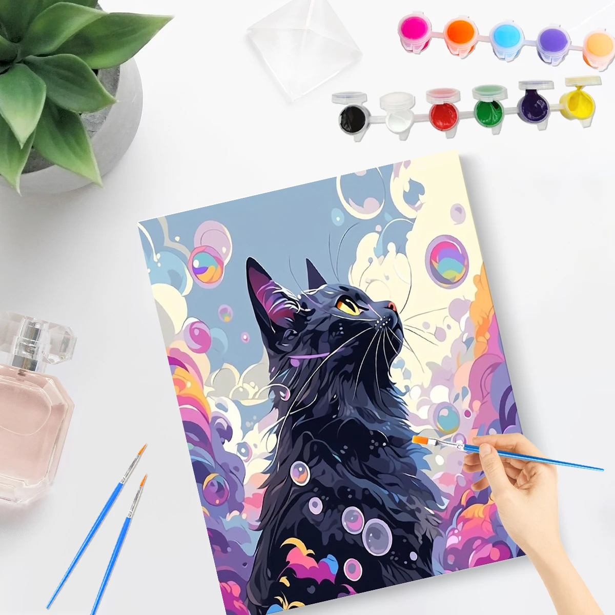 Painting By Numbers Kits Animal cat with frame Acrylic Wall Art for adults Room Home Decoration