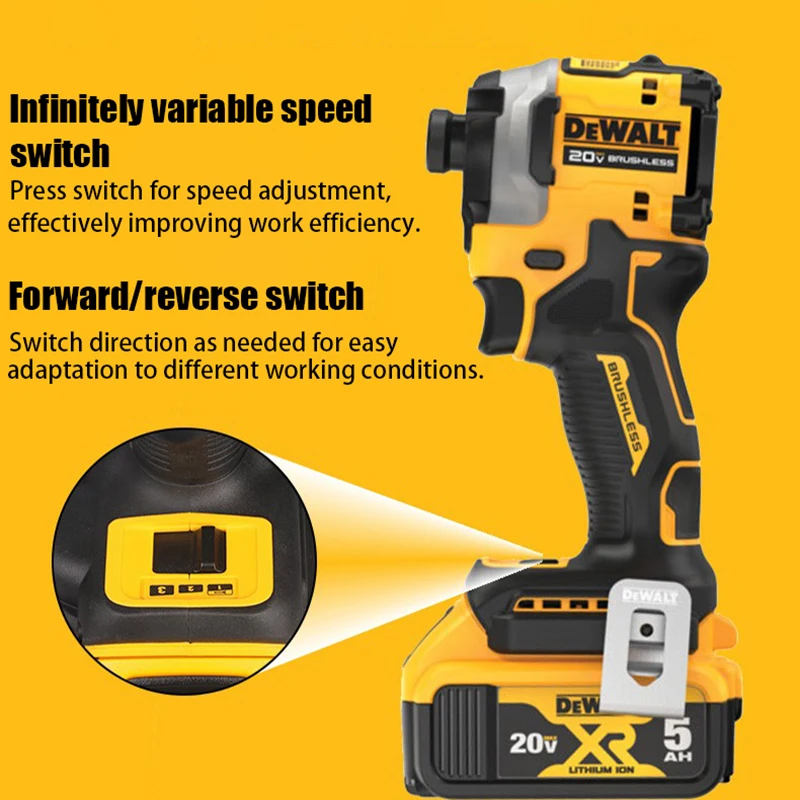 DEWALT DCF887N 무선 임팩트 드라이버, 205N.m 토크 브러시리스 모터 전기 렌치 도구, DEWALT 20V 배터리용
