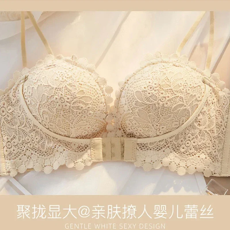 2024New LingerieWomen's Small Breast Anti-sag Bra Set Lace Soft Bra Comfortable Breathable Breast Rub Set Sexy Without Underwire
